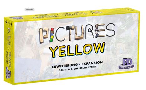 „PICTURES YELLOW: ERWEITERUNG - EXPANSION, Daniela & Christian Stöhr“ auf gelbem Hintergrund; PD Verlag Logo.