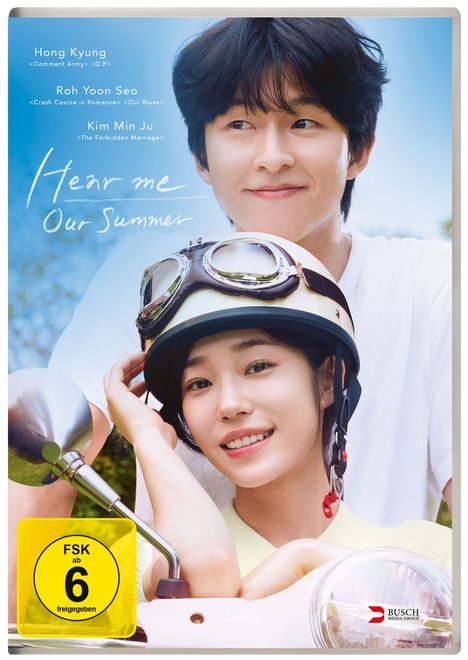 FSK ab 6 freigegeben. Hong Kyung, Roh Yoon Seo, Kim Min Ju. Titel: Hear me Our Summer. Ein Paar lächelt glücklich.