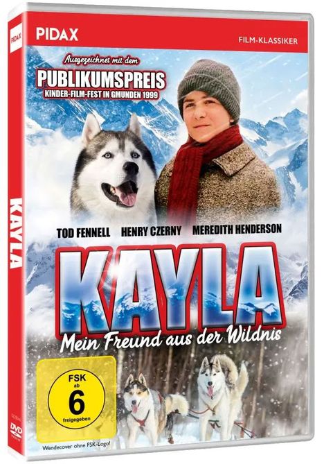 "Kayla - Mein Freund aus der Wildnis". Preis beim Kinder-Film-Fest Gmunden 1999. Teenager in Winterkleidung mit Husky.