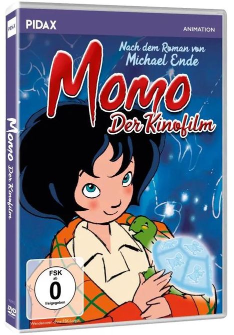 Nach dem Roman von Michael Ende: Momo Der Kinofilm. Illustration eines Mädchens mit schwarzem Haar und buntem Mantel.