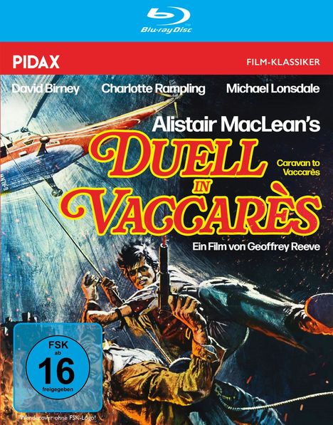 "Duell in Vaccarès" in gelber Schrift. Illustration: Zwei Männer im Kampf, einer hält ein Seil, der andere eine Waffe.