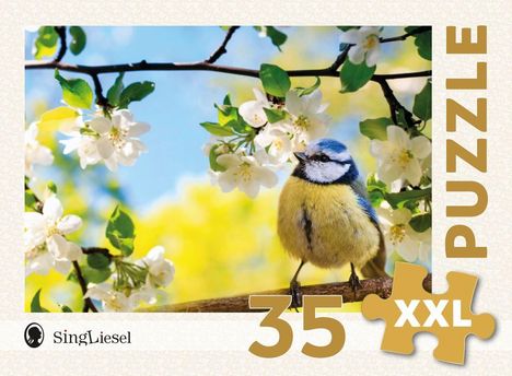 Demenz-Puzzle: Blaumeise im Frühling. Das Demenz-Puzzle-Spiel mit 35 Puzzle-Teilen im XXL-Format., Diverse