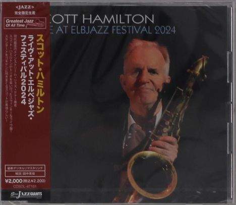 Aufschrift: "Greatest Jazz Of All Time", "Live at Elbjazz Festival 2024". Ein Mann mit Saxophon, ernste Miene.