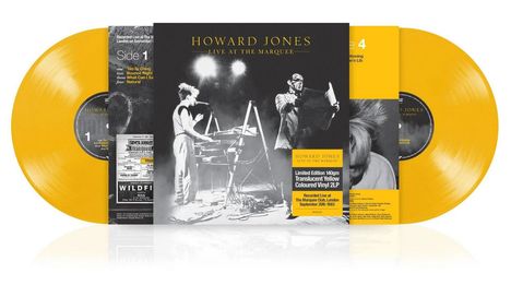 "Howard Jones Live at the Marquee" auf gelber Vinyl; Limited Edition, aufgenommen am 20. September 1983. Bühne mit Scheinwerfern.