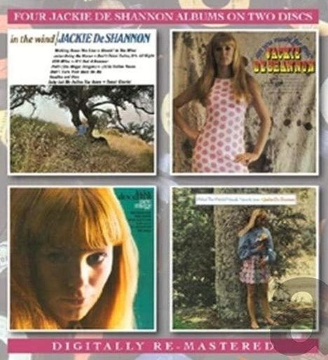 "Four Jackie De Shannon albums on two discs. Digitally re-mastered." Vier Alben-Cover, Bilder einer Frau.