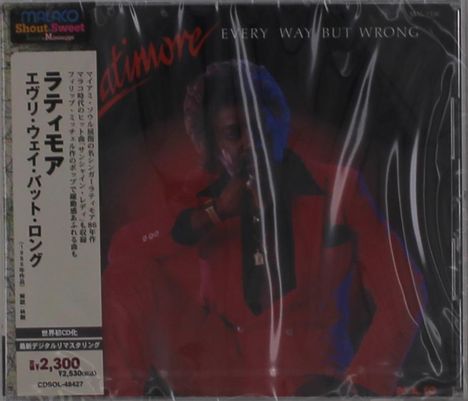 Japanische Schriftzeichen links, Albumtitel "Every Way But Wrong" oben. Sänger in rotem Anzug auf Cover.