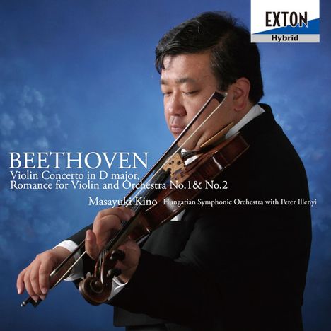 "BEETHOVEN Violin Concerto" ist prominent zu lesen. Ein Mann spielt Geige. Oben rechts steht "EXTON".