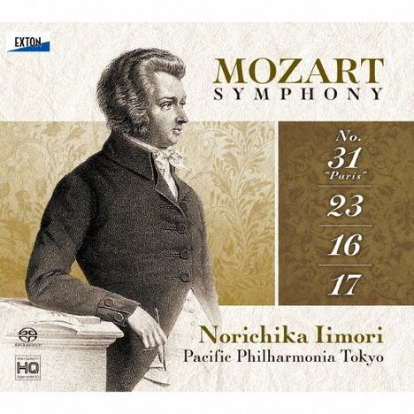 Mozart Symphony No. 31 "Paris", 23, 16, 17; Norichika Iimori, Pacific Philharmonia Tokyo. Illustration eines Mannes.