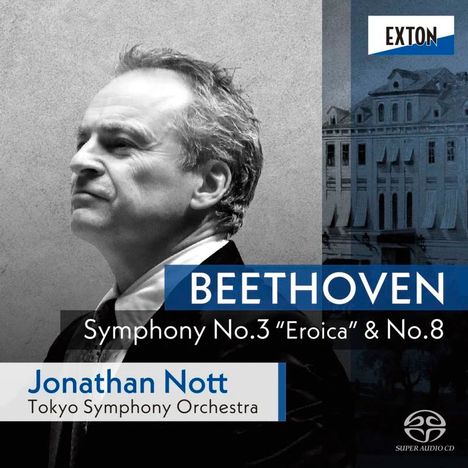 "Beethoven Symphony No.3 'Eroica' & No.8, Jonathan Nott, Tokyo Symphony Orchestra" zeigt Dirigentenprofil im Anzug.