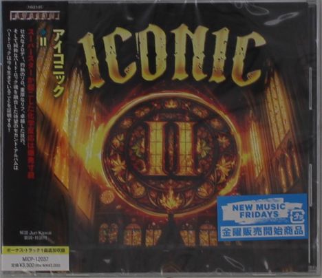 Text: "ICONIC II", "NEW MUSIC FRIDAYS". 

Darstellung: Ein detailliertes und leuchtendes Kirchenfenster, das an ein Albumcover erinnert.