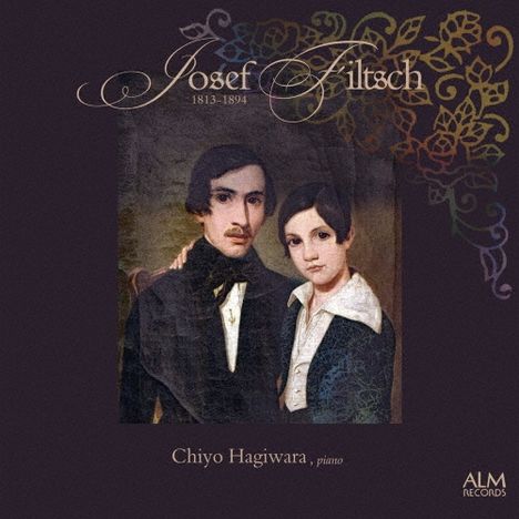 "Josef Viltsch 1813-1894. Chiyo Hagiwara, piano. Illustration eines Paares in eleganter Kleidung mit floralen Mustern."