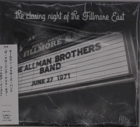 The Allman Brothers Band: The Closing Night Of The Fillmore East (Digipack), CD