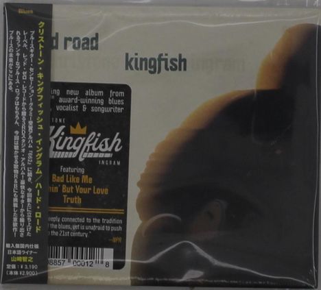 Text: "kingfish" und "Bad Like Me". Album von einem Blues-Musiker. Cover mit japanischen Schriftzeichen.