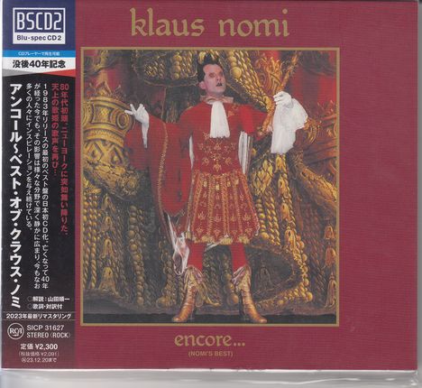 Klaus Nomi: Encore... (Nomi's Best) (Blu-Spec CD2) (Digipack), CD