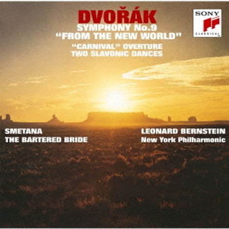 "Dvořák Symphony No.9 'From the New World', 'Carnival' Overture, Two Slavonic Dances. Smetana, The Bartered Bride." Ein Sonnenuntergang über einer weiten Landschaft.
