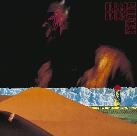 Oben rechts der Text: "Miles Davis, Pangaea". Dunkler Hintergrund, Landschaft mit Dünen und Eis, leuchtende Figuren.