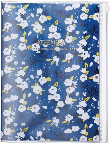 MARK'S 2024/2025 Taschenkalender A5 vertikal, Flower Pattern // Navy, Buch