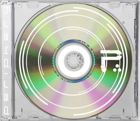 Text: "Periphery". Design eines transparenten CD-Covers mit konzentrischen Kreisen und stilisiertem "P" auf der rechten Seite.