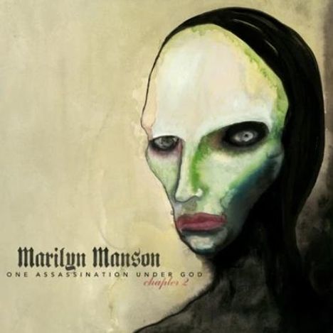 „Marilyn Manson, One Assassination Under God, Chapter 2“. Eine Illustration eines gesichtslosen, abstrakten Porträts.