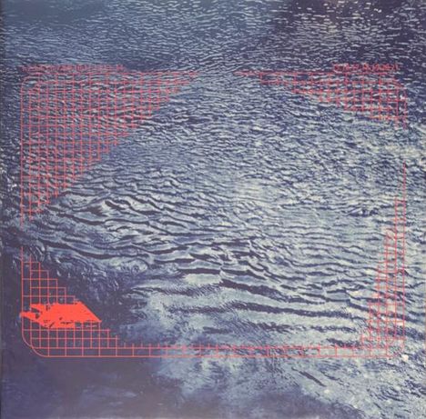Roter Gitternetzrahmen auf Wassertextur, diagonal, links unten roter Teil, oben Zahlenreihe.