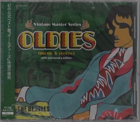 "Vintage Master Series OLDIES (mono & stereo) -60th anniversary edition- THE BEATLES". Farbige Illustration mit Figuren.