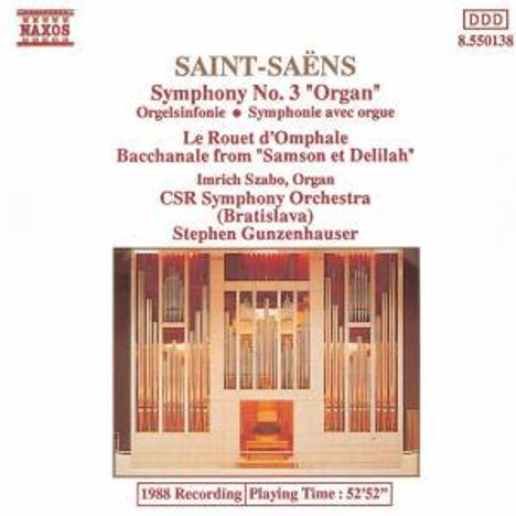 Camille Saint-Saens (1835-1921): Symphonie Nr.3 "Orgelsymphonie", CD