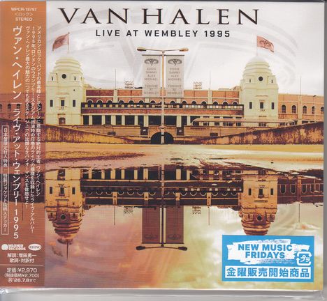 "VAN HALEN LIVE AT WEMBLEY 1995" ist groß oben zu lesen. Eine gespiegelt wirkende Illustration des Wembley-Stadions.