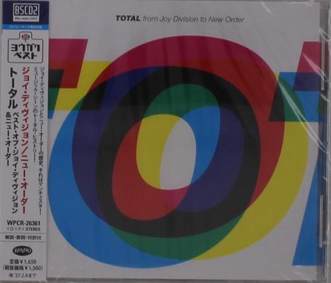 Text: "TOTAL from Joy Division to New Order", "WPCR-26361".  
Design: Bunte, überlappende Buchstaben auf weißem Hintergrund.