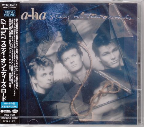 CD-Cover von "a-ha" mit dem Titel "Stay on These Roads". Drei Männer blicken ernst in die Kamera.