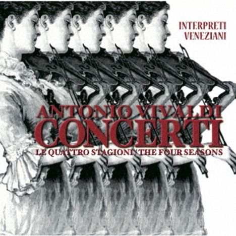 "INTERPRETI VENEZIANI", darunter "ANTONIO VIVALDI CONCERTI". Illustration von acht geigen-spielenden Frauen.