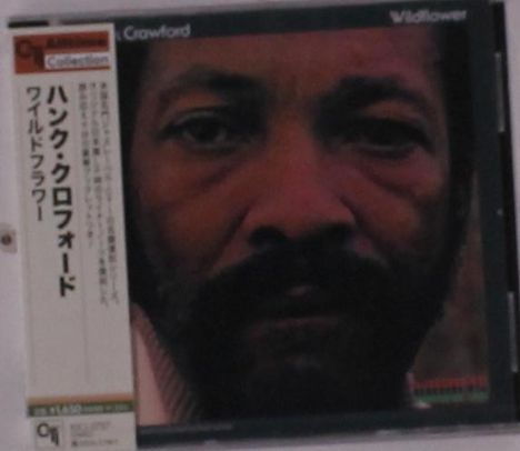 Ein CD-Cover zeigt ein ernstes Gesicht. Texte: "Hank Crawford", "Wildflower", und japanische Schriftzeichen.