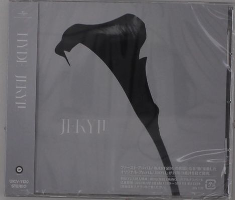 „JEKYLL“ und „HYDE JEKYLL“ in weißem Text auf grauem Hintergrund. Silhouette einer Calla-Lilie.