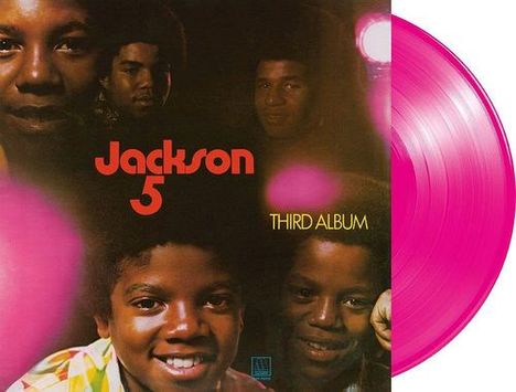 "Jackson 5 THIRD ALBUM" in gelben und roten Buchstaben. Dunkles Cover mit den Gesichtern junger Männer im Hintergrund.