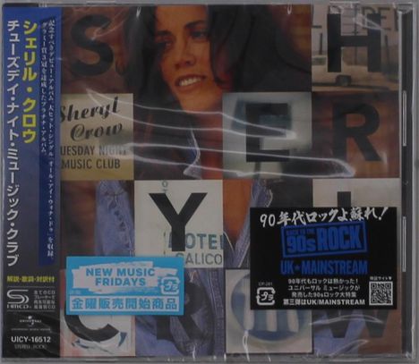 Sheryl Crow - Tuesday Night Music Club. Ein Cover mit einer Frau in einer Collage, umgeben von Texten und Stickern.
