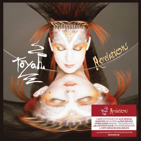 "Toyah" und "Revelations" sind in kunstvoller Schrift geschrieben. Eine Frau mit rotem Haar ist kunstvoll geschminkt.