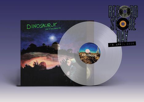 "Dinosaur Jr - Live in Hollywood 1991" in grüner Schrift, mit Schallplatte; "Record Store Day, 18 April 2026" daneben.