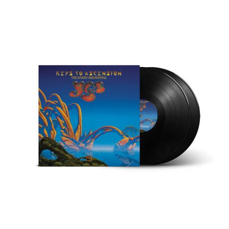 Text: "Keys to Ascension", "The Studio Recordings", "Yes". Illustration: Fantastische Landschaft mit bogenförmigen Pflanzen.