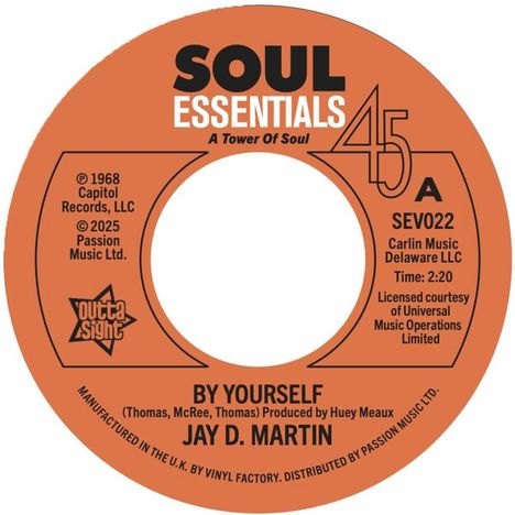 Jay D. Martin: By Yourself / Love Slipped Through My Fingers, Single 7"