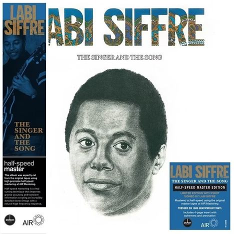 Texte: "Labi Siffre", "The Singer and the Song", "half-speed master". Illustration eines Gesichts in Schwarz-Weiß.