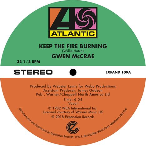 Gwen McCrae: Keep The Fire Burning / Funky Sensation (Extended-Edition), Single 12"