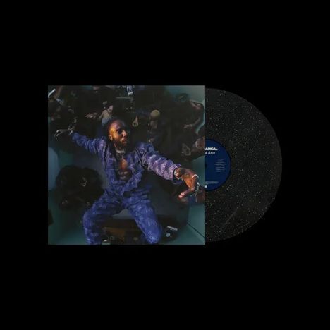 Cover zeigt einen Mann in buntem Anzug, umgeben von dunkler Kulisse, als Teil eines Schallplattenalbums.