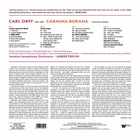 Carl Orff (1895-1982): Carmina Burana (140g), 2 LPs