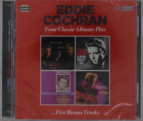 "Eddie Cochran", "Four Classic Albums Plus", "...Five Bonus Tracks". Cover zeigt vier Album-Cover-Collagen.