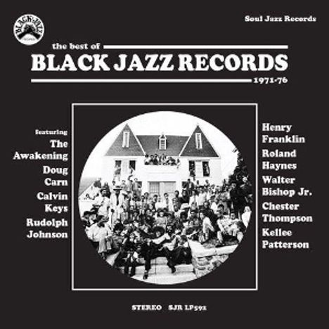 "The best of BLACK JAZZ RECORDS 1971-76. Namen: The Awakening, Doug Carn, Henry Franklin. Kreisförmiges Gruppenfoto."