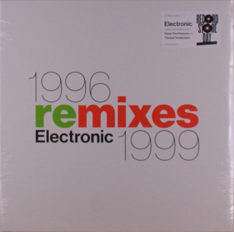 1996 remixes 1999, Electronic. Kleinerer Text oben rechts. Weißer Hintergrund.