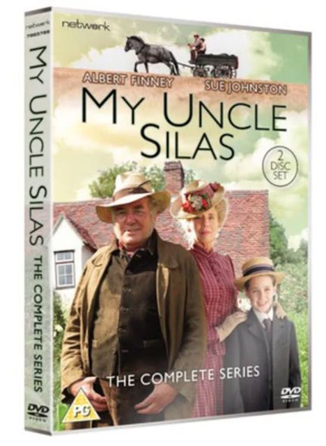 Text: "MY UNCLE SILAS", "ALBERT FINNEY", "SUE JOHNSTON", "THE COMPLETE SERIES", "2 DISC SET". Drei Personen vor einem Haus.