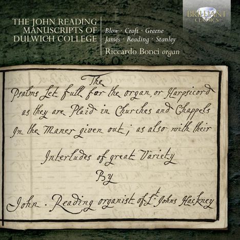 Riccardo Bonci - The John Reading Manuscripts of Dulwich College, CD