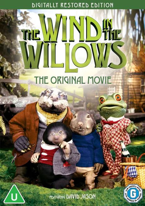 „THE WIND IN THE WILLOWS - THE ORIGINAL MOVIE“ steht oben. Vier vermenschlichte Tiere tragen Kleidung.