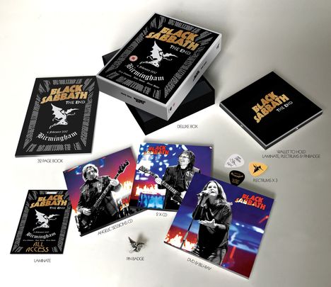 Black Sabbath: The End: Live In Birmingham (Limited-Super-Deluxe-Edition), 1 DVD, 1 Blu-ray Disc und 3 CDs