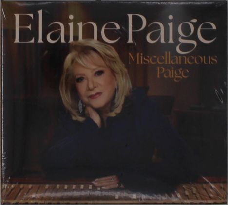 „Elaine Paige“ und „Miscellaneous Paige“ in großen Buchstaben. Eine Frau lehnt sich auf ein Klavier, schaut nachdenklich.
